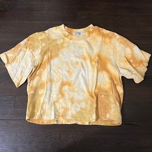 Yellow tie dye cropped T-shirt